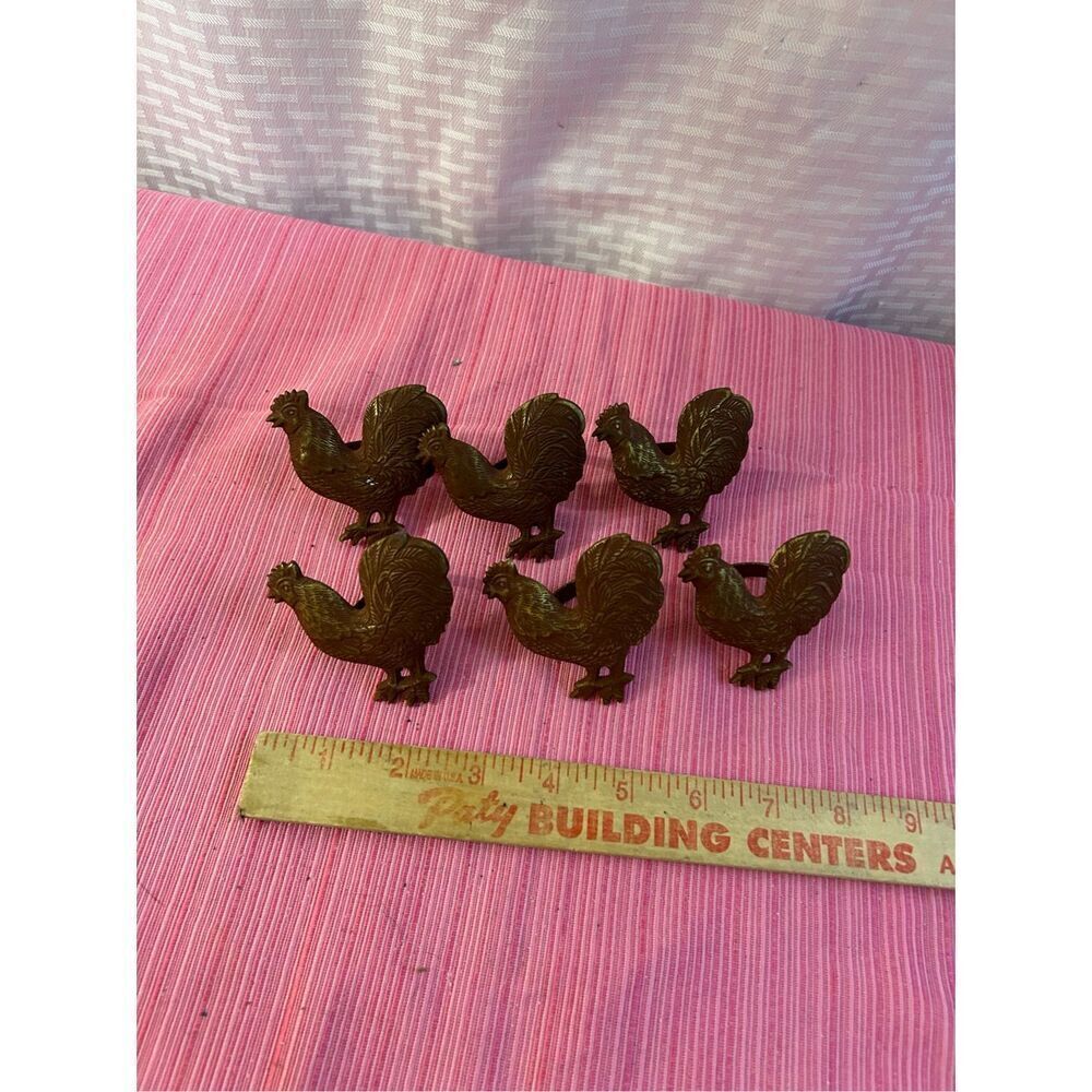 6 Rooster‎ metal napkin rings home Farm house style decor